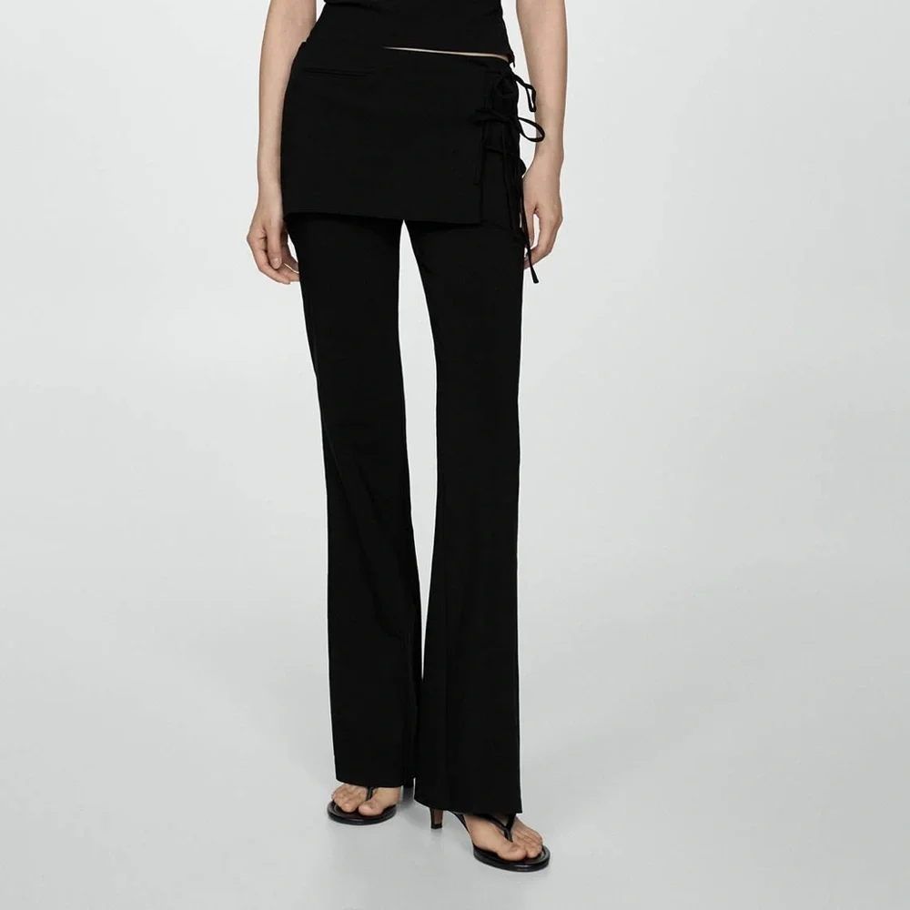 Mango MNG - black stretchy pants with ties